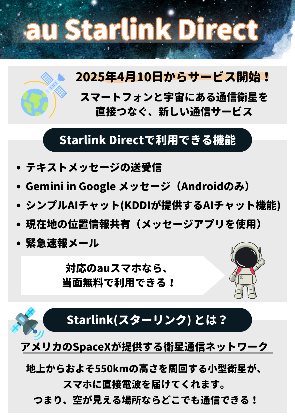 au starlink direct　評判